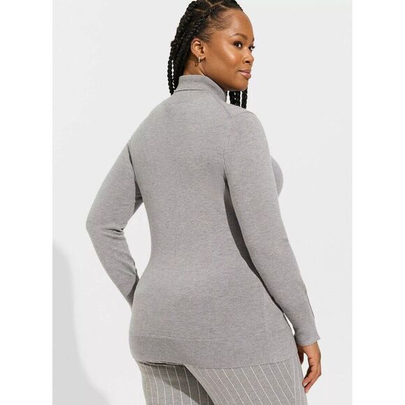 Torrid Everyday Soft Pullover Turtleneck Sweater 1X Gray Long Sleeve #40895216 - Picture 2 of 9